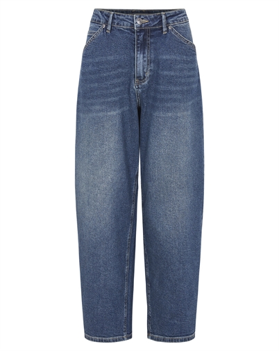 Soft Rebels - SRAmelie Cropped Barrel Jeans - Mid Washed Blue Denim